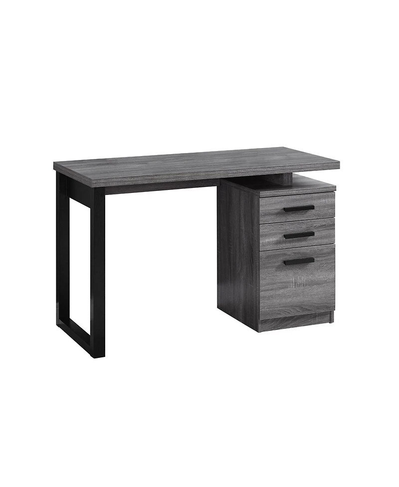 24" Grey and Black Computer Desk With Three Drawers