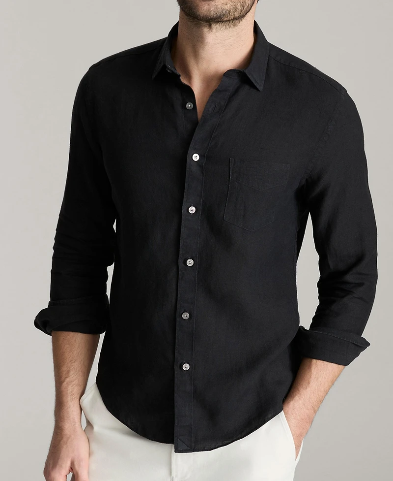UNTUCKit Men's Regular Fit Wrinkle Resistant Linen Vin Santo Button Up Shirt