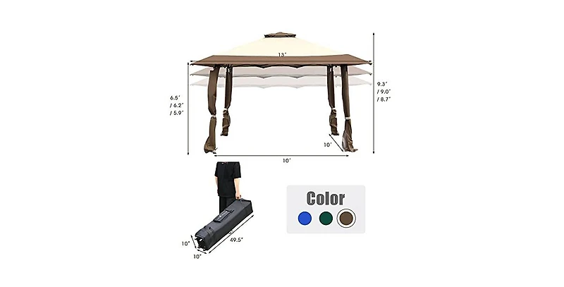 13 x 13 Feet Pop Up Gazebo Tent with Carry Bag for Patio Garden
