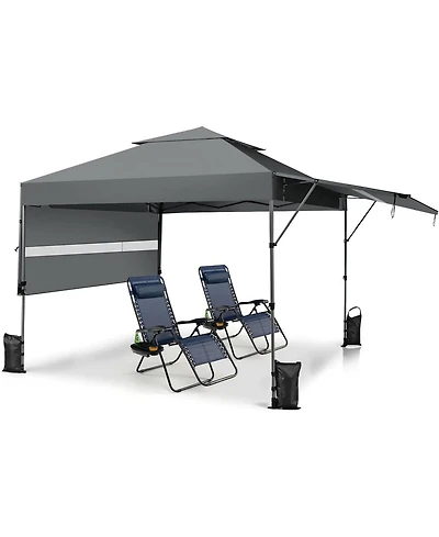 10 x 17.6 Feet Outdoor Instant Pop-up Canopy Tent with Dual Half Awnings