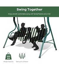 3 Seat Outdoor Patio Canopy Swing with Cushioned Steel Frame