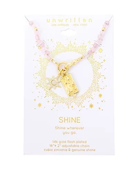 Unwritten Rose Quartz and Mother of Pearl Beaded Celestial Charm Necklace