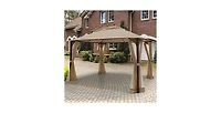 12 x 10 Feet Outdoor Double Top Patio Gazebo with Netting