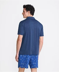 Lands' End Men's SunShade Upf 50 Short Sleeve Johnny Collar Polo Rash Guard Shirt