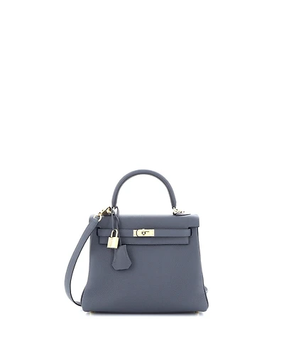 Pre-Owned Hermes Kelly Handbag Grey Togo with Permabrass Hardware
