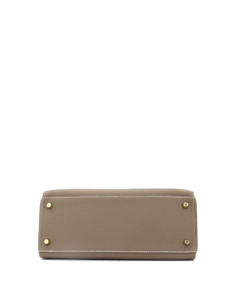Pre-Owned Hermes Kelly 28 Handbag Grey Togo with Gold Hardware