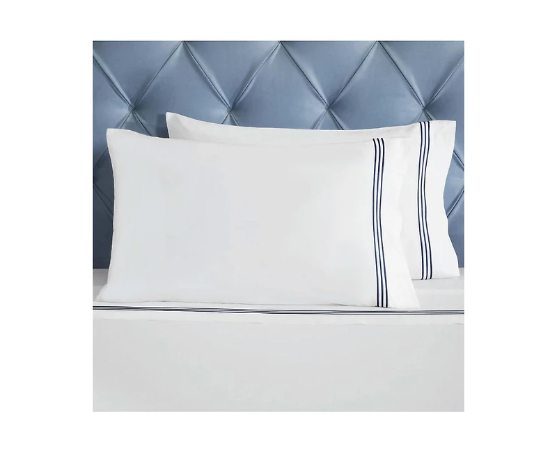 Superior Brandon Cotton Three-Line Embroidered Deep Pocket Bed Sheet Set, California King