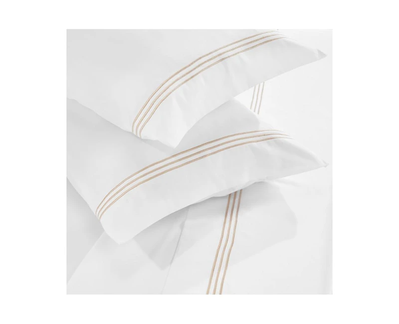 Superior Brandon Cotton Three-Line Embroidered Deep Pocket Bed Sheet Set, California King