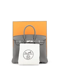Pre-Owned Hermes Birkin 25 Handbag Grey Togo with Palladium Hardware