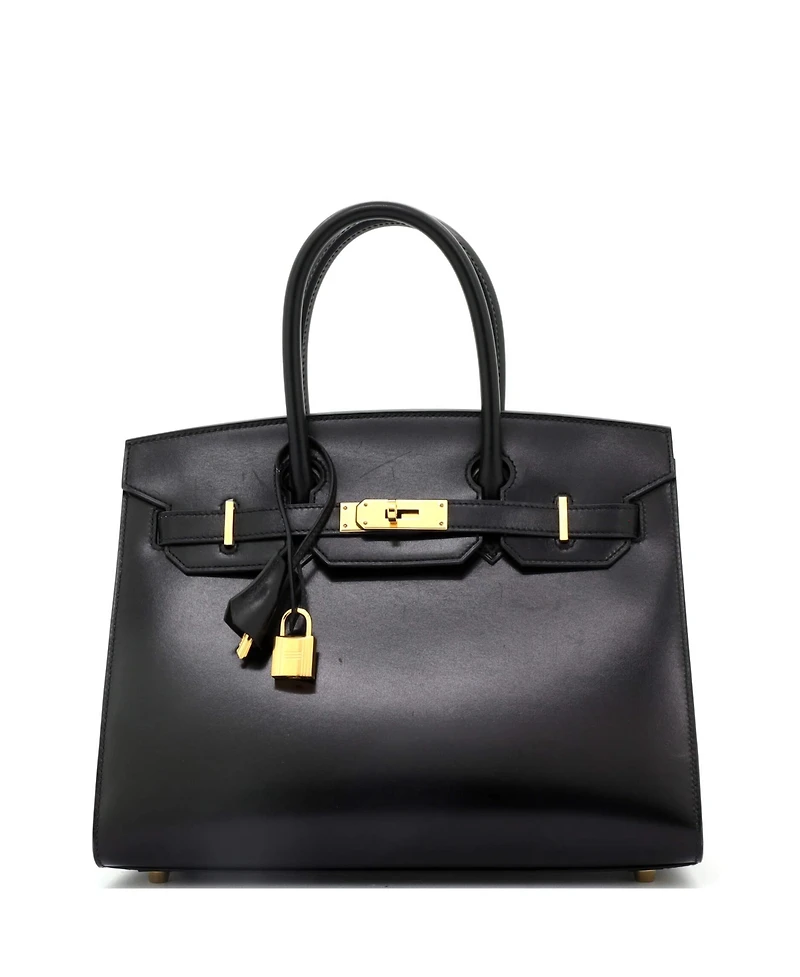 Pre-Owned Hermes Birkin 30 Handbag Black Box Calf with Gold Hardware