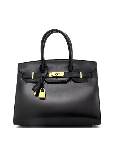 Pre-Owned Hermes Birkin 30 Handbag Black Box Calf with Gold Hardware