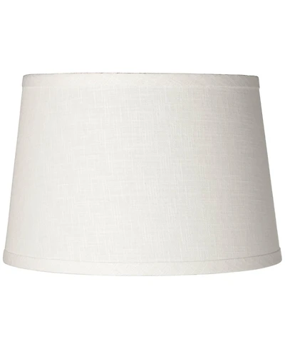 Springcrest White Linen Small Drum Lamp Shade 10" Top x 12" Bottom x 8" High (Spider) Replacement with Harp and Finial