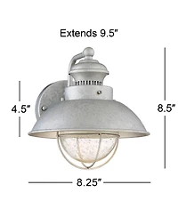 John Timberland Rustic Industrial Farmhouse Outdoor Barn Light Fixture Galvanized Led 8 1/2" Seedy Glass Dome Shade for Exterior Barn Deck House