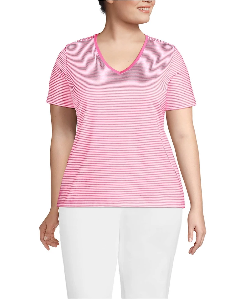 Lands' End Plus Relaxed Supima Cotton V-Neck T-Shirt