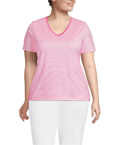 Lands' End Plus Relaxed Supima Cotton V-Neck T-Shirt