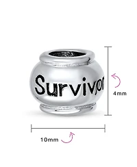 Bling Jewelry Word Survivor Message Inspirational Barrel Charm Bead .925 Sterling Silver Fits European Bracelet