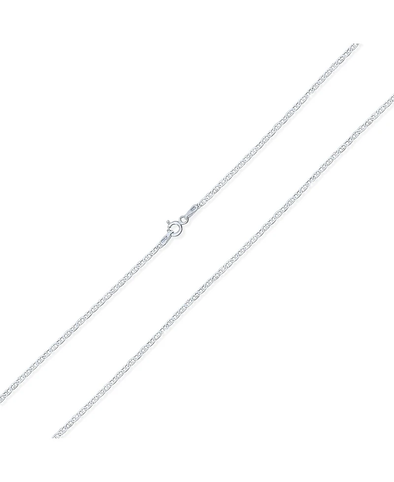 Bling Jewelry Thin Flat Mariner Anchor Link Chain 2MM Strong Necklace .925 Sterling Silver