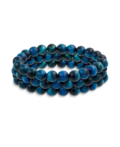 Bling Jewelry Set of 3 Simple Natural Stones Round Bead Stretch Bracelet Stackable