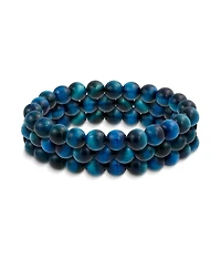 Bling Jewelry Set of 3 Simple Natural Stones Round Bead Stretch Bracelet Stackable
