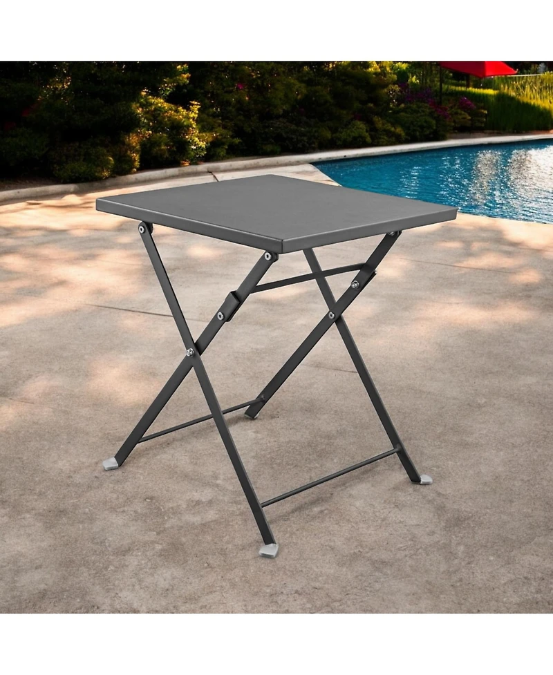 Square End Table with Polished Stainless Steel Frame