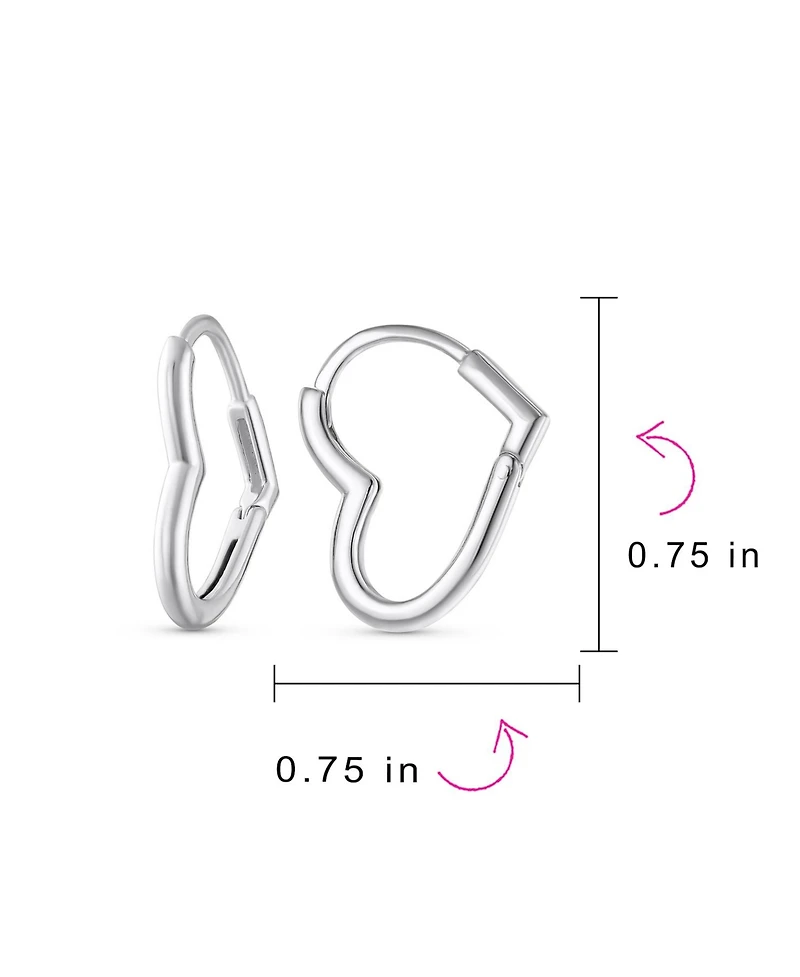Bling Jewelry Romantic Heart Shaped Mini Hoop Huggie Earrings Sterling Silver .75 Inch