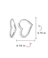 Bling Jewelry Romantic Heart Shaped Mini Hoop Huggie Earrings Sterling Silver .75 Inch
