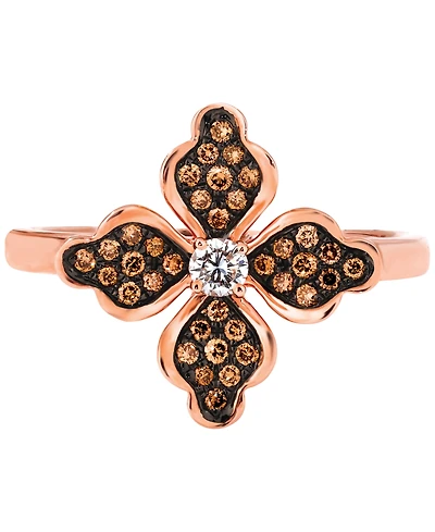 Le Vian Chocolatier Chocolate Diamond & Vanilla Diamond Flower Ring (1/4 ct. t.w.) in 14k Rose Gold