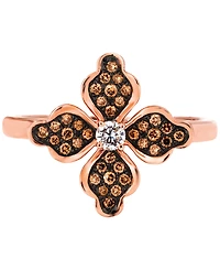 Le Vian Chocolatier Chocolate Diamond & Vanilla Diamond Flower Ring (1/4 ct. t.w.) in 14k Rose Gold