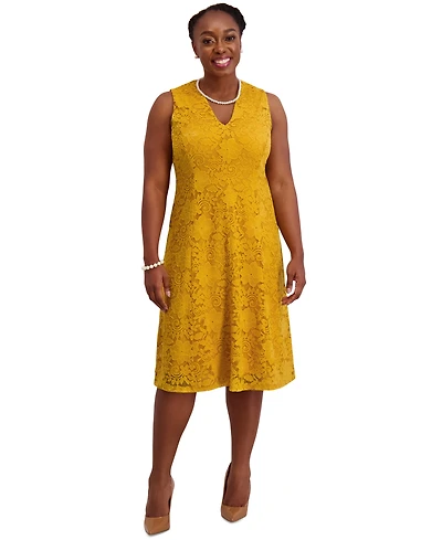 Kasper Women's Sleeveless Lace Fit & Flare Dress, Regular Plus Sizes