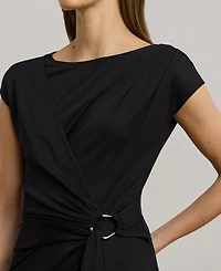 Lauren Ralph Women's Ring-Trim Jersey Cap-Sleeve Dress