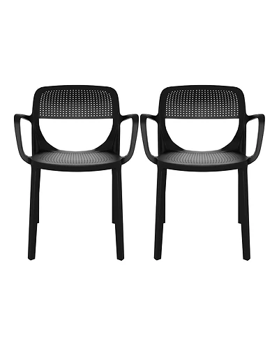 Outdoor Stackable Plastic Resin Patio Dining Armchair (Set of 2)