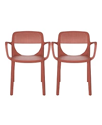 Outdoor Stackable Plastic Resin Patio Dining Armchair (Set of 2)