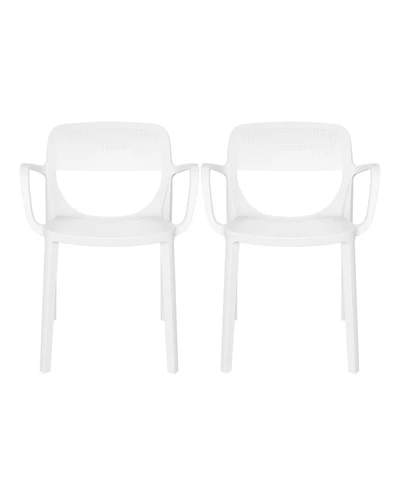 Outdoor Stackable Plastic Resin Patio Dining Armchair (Set of 2)