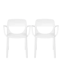 Outdoor Stackable Plastic Resin Patio Dining Armchair (Set of 2)