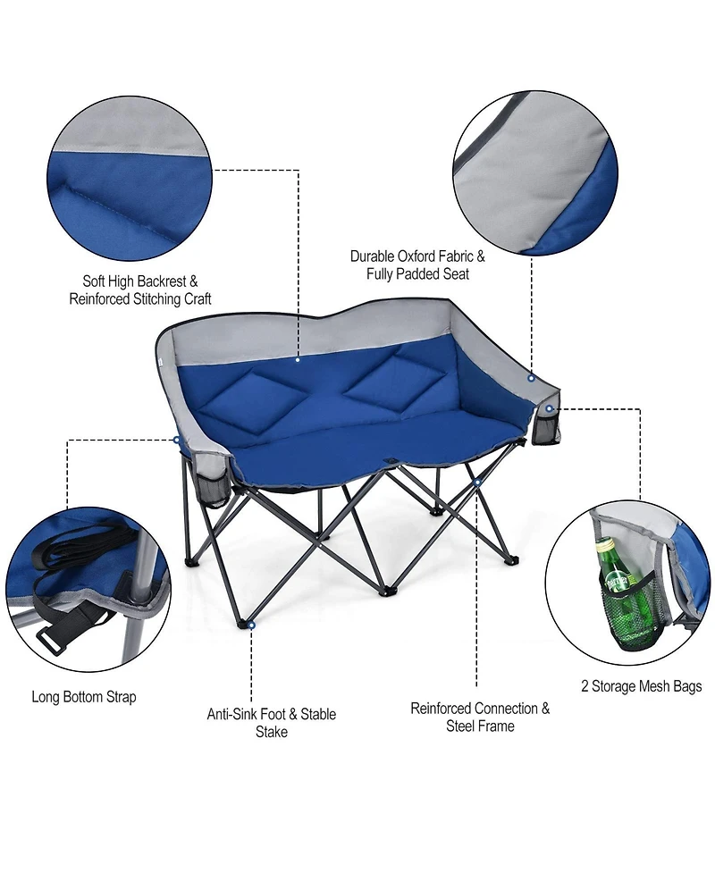 Folding Camping Chair with Bags and Padded Backrest