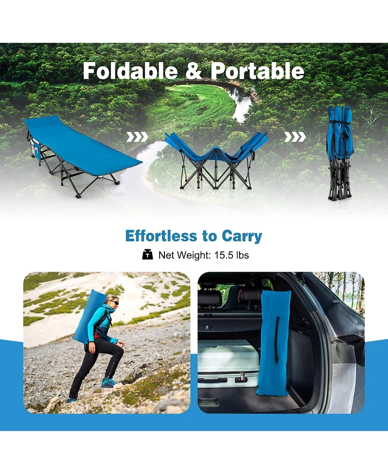 Wide Foldable Camping Cot with Carry Bag