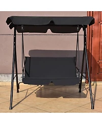 2 Person Weather Resistant Canopy Swing for Porch Garden Backyard Lawn