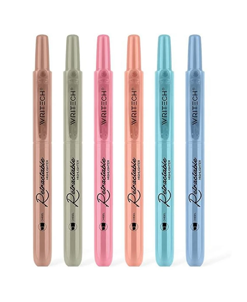 Writech Vintage Retractable Highlighters - 6CT