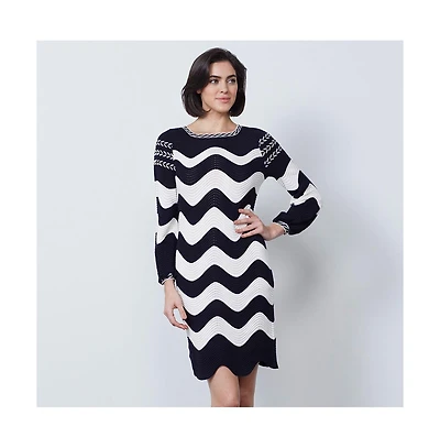 Etcetera Women's Wavy Sweater Dress Whitecap