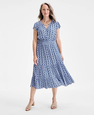 Style & Co Petite Printed Tiered Dress, Exclusively at Macy's