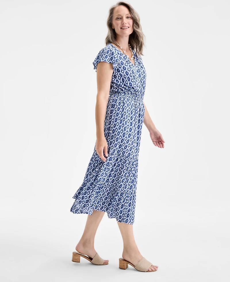 Style & Co Petite Printed Tiered Dress, Exclusively at Macy's