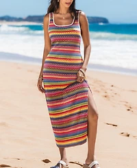 Cupshe Women's Prism Dream Striped Midi Beach Dress