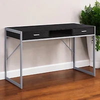 Compact Computer Desk with Dual Drawers for Study or Workspace