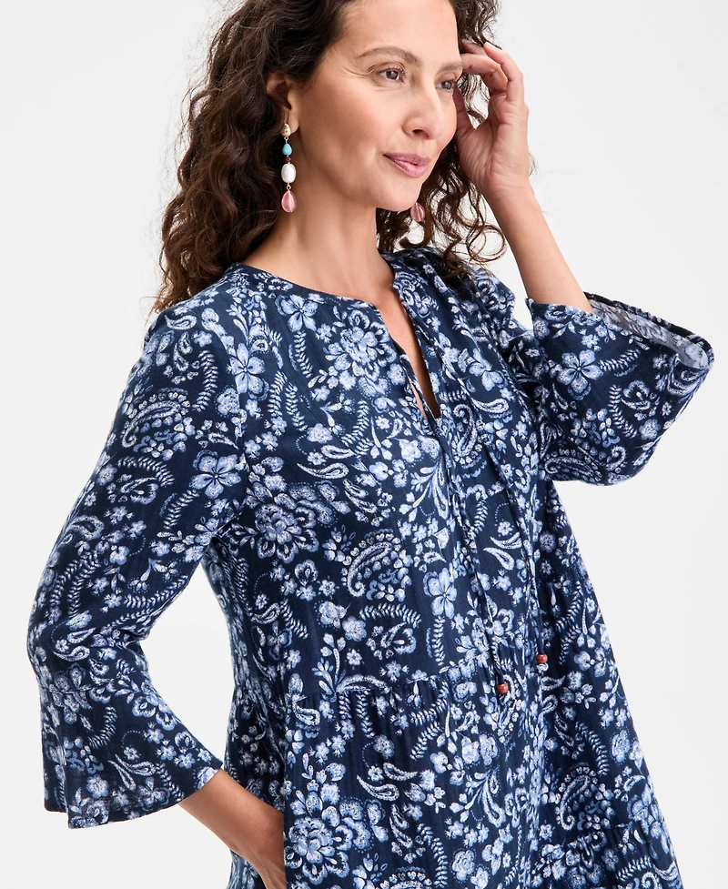 Style & Co Petite Paisley-Print Cotton Tiered Dress, Exclusively at Macy's