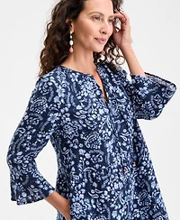 Style & Co Petite Paisley-Print Cotton Tiered Dress, Exclusively at Macy's