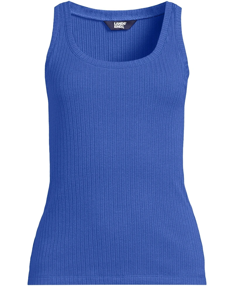 Lands' End Plus Pointelle Rib UNeck Tank