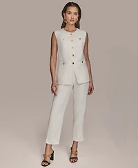 Donna Karan New York Women's Linen-Blend Collarless Vest