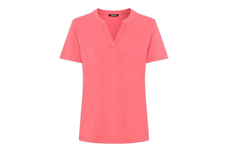 Olsen Women's Embroidered Split V-Neck T-Shirt