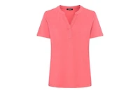 Olsen Women's Embroidered Split V-Neck T-Shirt