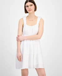 Pink Rose Juniors' Bubble-Strap Tiered Mini Dress